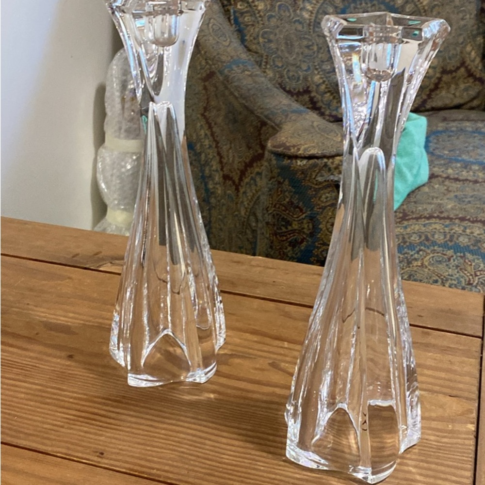 Mikasa Pacific Wave Crystal Candle Holders